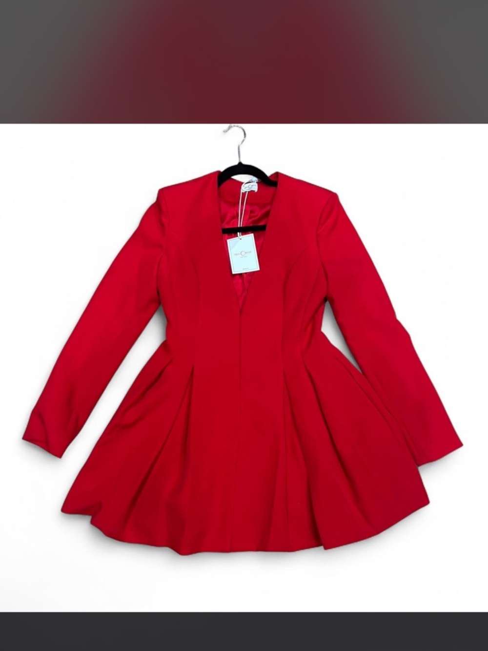 Red Fit-and-Flare Long Sleeve Dress